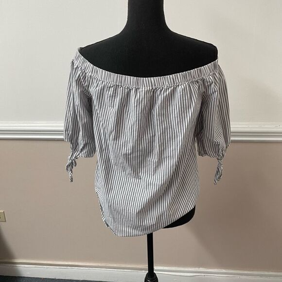Faded Glory Off the Shoulder Stripe Blouse - Picture 2 of 4